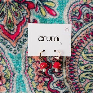 NWT Crumi Clay Red Mushroom Dangle Earrings